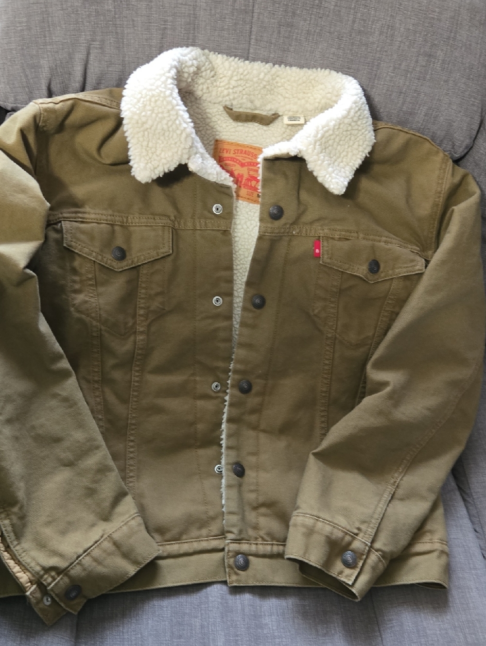 Levi's Olive Green Sherpa-Lined Trucker Jacket